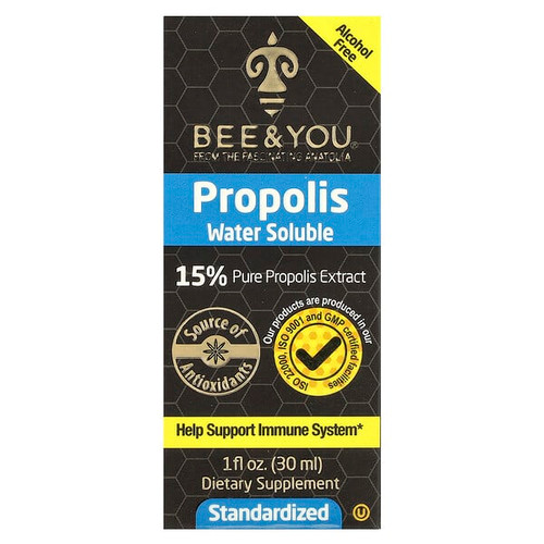 <img alt="Bee & You, Propolis Water Soluble, Alcohol Free, 1 fl oz (30 ml)" title="Bee & You, Propolis Water Soluble, Alcohol Free, 1 fl oz (30 ml),190853001603"