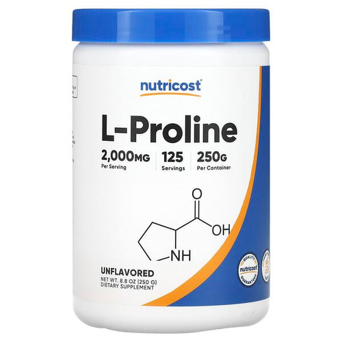 <img alt="Nutricost, L-Proline, Unflavored, 8.8 oz (250 g)" title="Nutricost, L-Proline, Unflavored, 8.8 oz (250 g),810014671376"