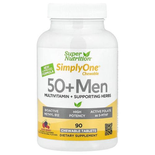 <img alt="Super Nutrition, SimplyOne Chewable 50+ Men Multivitamin + Supporting Herbs, Mixed Berry, 90 Chewable Tablets" title="Super Nutrition, SimplyOne Chewable 50+ Men Multivitamin + Supporting Herbs, Mixed Berry, 90 Chewable Tablets,898220024148"
