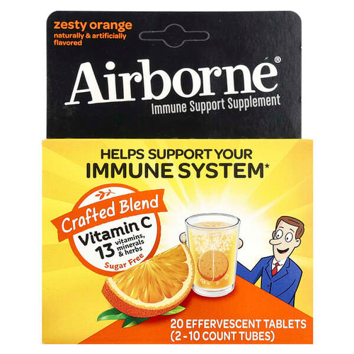 <img alt="AirBorne, Immune Support Supplement, Zesty Orange, 2 Tubes, 10 Effervescent Tablets Each" title="AirBorne, Immune Support Supplement, Zesty Orange, 2 Tubes, 10 Effervescent Tablets Each,647865962984"