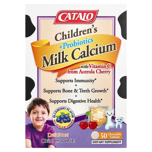 <img alt="CATALO, Childrens Milk Calcium + Probiotics with Vitamin C , 50 Chewable Tablets" title="CATALO, Childrens Milk Calcium + Probiotics with Vitamin C , 50 Chewable Tablets,810399025795"
