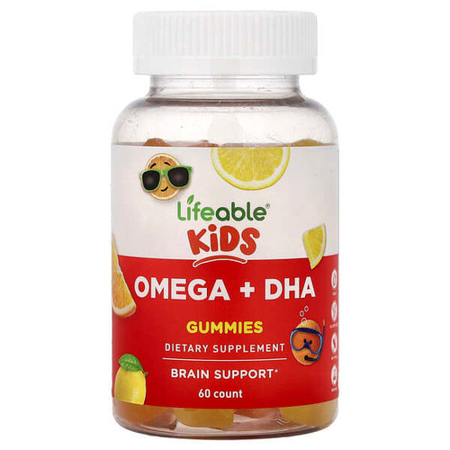 <img alt="Lifeable, Kids, Omega + DHA Gummies, Orange & Lemon, 60 Gummies" title="Lifeable, Kids, Omega + DHA Gummies, Orange & Lemon, 60 Gummies,810102731524"