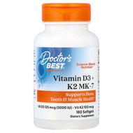 <img alt="Doctors Best, Vitamin D3 + K2 MK-7, 180 Softgels" title="Doctors Best, Vitamin D3 + K2 MK-7, 180 Softgels,753950006348"