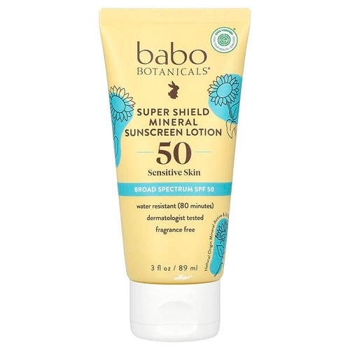 <img alt="Babo Botanicals, Super Shield Mineral Sunscreen Lotion, SPF 50, Fragrance Free, 3 fl oz (89 ml)" title="Babo Botanicals, Super Shield Mineral Sunscreen Lotion, SPF 50, Fragrance Free, 3 fl oz (89 ml),899248010533"