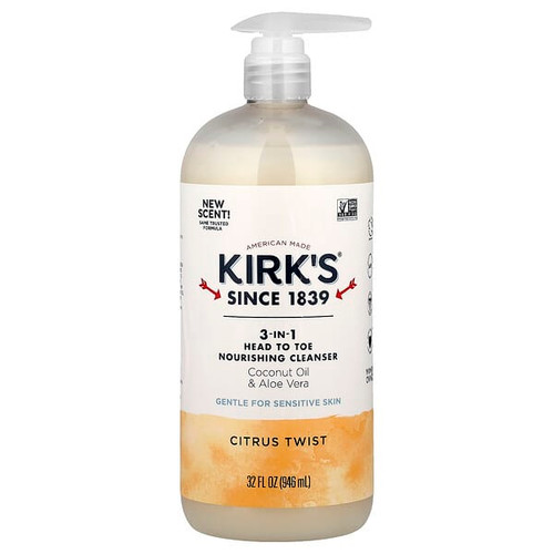 <img alt="Kirks, 3-In-1 Head To Toe Nourishing Cleanser, Citrus Twist, 32 fl oz (946 ml)" title="Kirks, 3-In-1 Head To Toe Nourishing Cleanser, Citrus Twist, 32 fl oz (946 ml),639844110295"