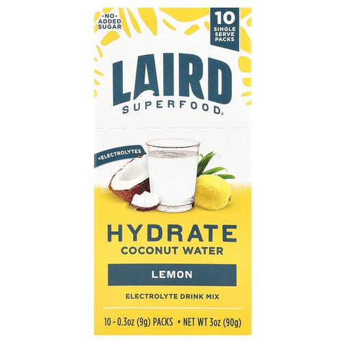 <img alt="Laird Superfood, Hydrate Coconut Water, Electrolyte Drink Mix, Lemon, 10 Packs, 0.3 oz (9 g) Each" title="Laird Superfood, Hydrate Coconut Water, Electrolyte Drink Mix, Lemon, 10 Packs, 0.3 oz (9 g) Each,810005132992"