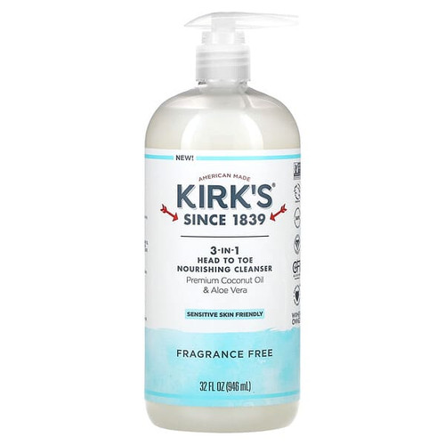 <img alt="Kirks, 3-In-1 Head To Toe Nourishing Cleanser, Fragrance Free, 32 fl oz (946 ml)" title="Kirks, 3-In-1 Head To Toe Nourishing Cleanser, Fragrance Free, 32 fl oz (946 ml),639844110271"
