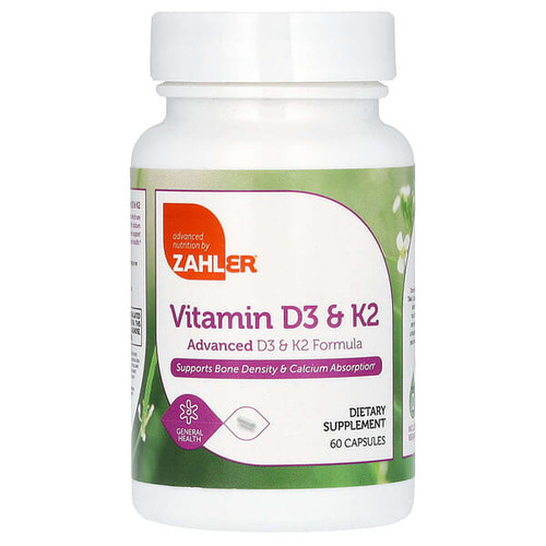 <img alt="Zahler, Vitamin D3 & K2, 60 Capsules" title="Zahler, Vitamin D3 & K2, 60 Capsules,848998083038"