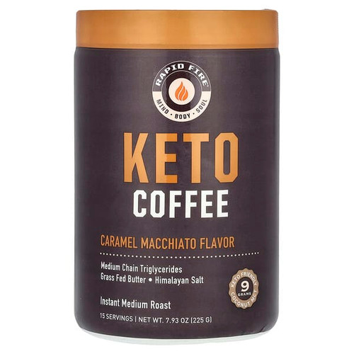 <img alt="RAPIDFIRE, Keto Coffee, Caramel Macchiato, Instant, Medium Roast, 7.93 oz (225 g)" title="RAPIDFIRE, Keto Coffee, Caramel Macchiato, Instant, Medium Roast, 7.93 oz (225 g),035046108809"
