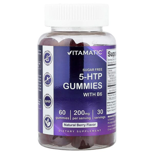 <img alt="Vitamatic, 5-HTP Gummies with B6, Natural Berry, 60 Gummies" title="Vitamatic, 5-HTP Gummies with B6, Natural Berry, 60 Gummies,810078472575"