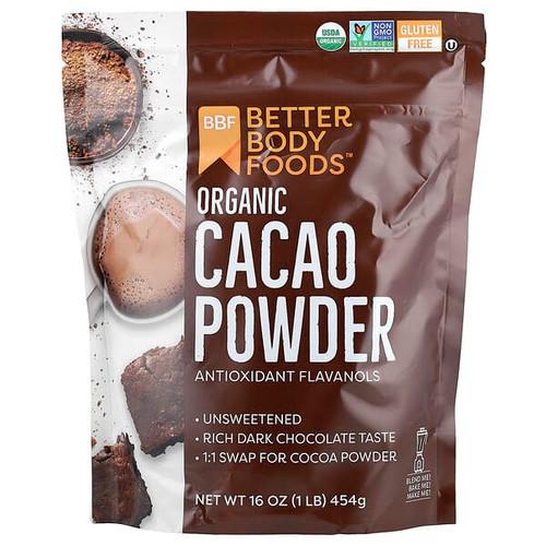 <img alt="BetterBody Foods, Organic Cacao Powder, 16 oz (454 g)" title="BetterBody Foods, Organic Cacao Powder, 16 oz (454 g),897922002928"