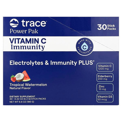 <img alt="Trace, Power Pak, Vitamin C Immunity, Tropical Watermelon, 30 Stick Packs, 0.22 oz (6.2 g) Each" title="Trace, Power Pak, Vitamin C Immunity, Tropical Watermelon, 30 Stick Packs, 0.22 oz (6.2 g) Each,810201740045"