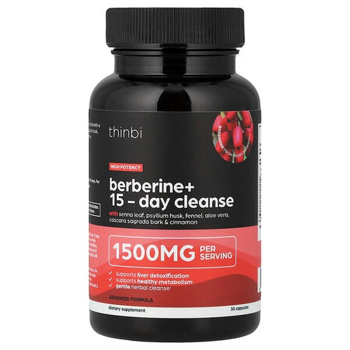 <img alt="Thinbi, Berberine+ 15-Day Cleanse, 30 Capsules" title="Thinbi, Berberine+ 15-Day Cleanse, 30 Capsules,810029809047"