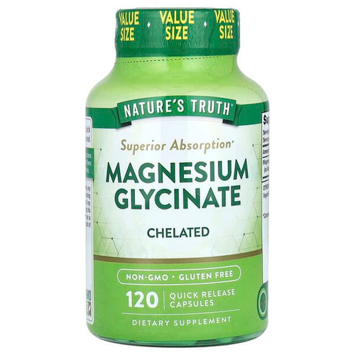 <img alt="Natures Truth, Magnesium Glycinate, Chelated, 120 Quick Release Capsules (100 mg per Capsule)" title="Natures Truth, Magnesium Glycinate, Chelated, 120 Quick Release Capsules (100 mg per Capsule),840093123541"