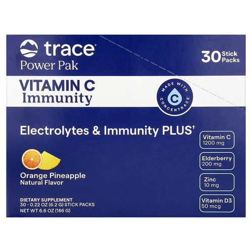 <img alt="Trace, Power Pak, Vitamin C Immunity, Orange Pineapple, 30 Stick Packs, 0.22 oz (6.2 g) Each" title="Trace, Power Pak, Vitamin C Immunity, Orange Pineapple, 30 Stick Packs, 0.22 oz (6.2 g) Each,810201740069"