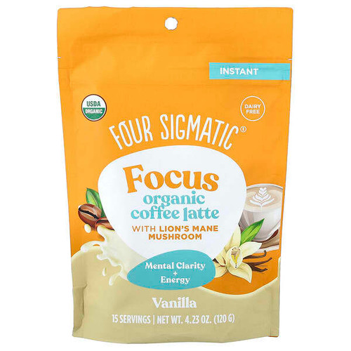 <img alt="Four Sigmatic, Focus, Organic Instant Coffee Latte With Lions Mane Mushroom, Vanilla, 4.23 oz (120 g)" title="Four Sigmatic, Focus, Organic Instant Coffee Latte With Lions Mane Mushroom, Vanilla, 4.23 oz (120 g),816897024681"