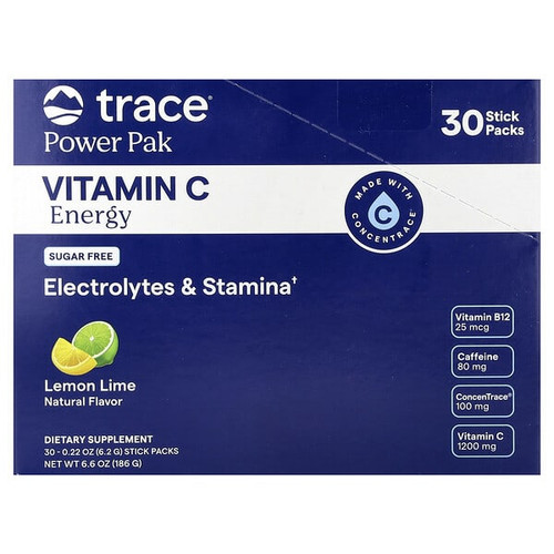 <img alt="Trace, Power Pak, Vitamin C Energy, Lemon Lime, 30 Stick Packs, 0.22 oz (6.2 g) Each" title="Trace, Power Pak, Vitamin C Energy, Lemon Lime, 30 Stick Packs, 0.22 oz (6.2 g) Each,878941009310"