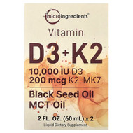 <img alt="Micro Ingredients, Vitamin D3 + K2, 2 Dropper Bottles, 2 fl oz (60 ml) Each" title="Micro Ingredients, Vitamin D3 + K2, 2 Dropper Bottles, 2 fl oz (60 ml) Each,850069023515"