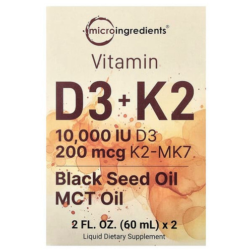 <img alt="Micro Ingredients, Vitamin D3 + K2, 2 Dropper Bottles, 2 fl oz (60 ml) Each" title="Micro Ingredients, Vitamin D3 + K2, 2 Dropper Bottles, 2 fl oz (60 ml) Each,850069023515"