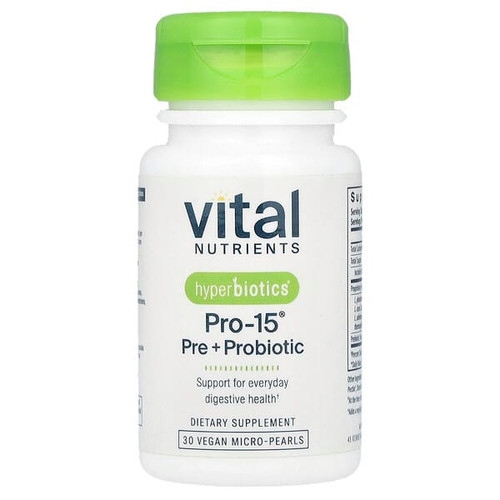 <img alt="Vital Nutrients, Hyperbiotics, Pro-15, Pre + Probiotic, 30 Vegan Micro-Pearls" title="Vital Nutrients, Hyperbiotics, Pro-15, Pre + Probiotic, 30 Vegan Micro-Pearls,9506000116587"