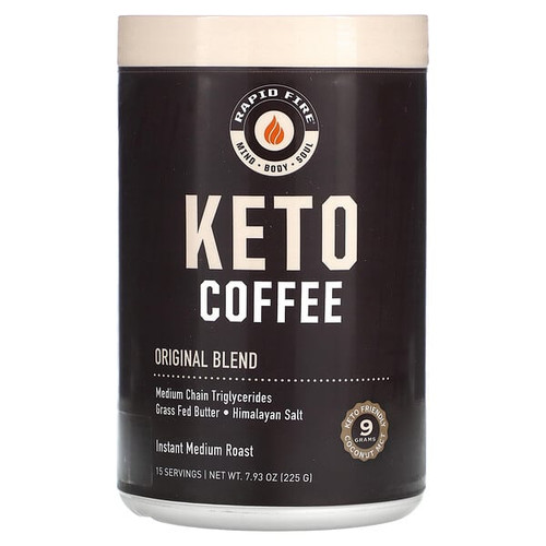 <img alt="RAPIDFIRE, Keto Coffee, Original Blend, Instant, Medium Roast, 7.93 oz (225 g)" title="RAPIDFIRE, Keto Coffee, Original Blend, Instant, Medium Roast, 7.93 oz (225 g),035046104481"