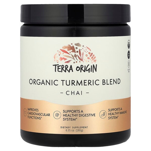 <img alt="Terra Origin, Organic Turmeric Blend, Chai, 6.35 oz (180 g)" title="Terra Origin, Organic Turmeric Blend, Chai, 6.35 oz (180 g),857668007212"