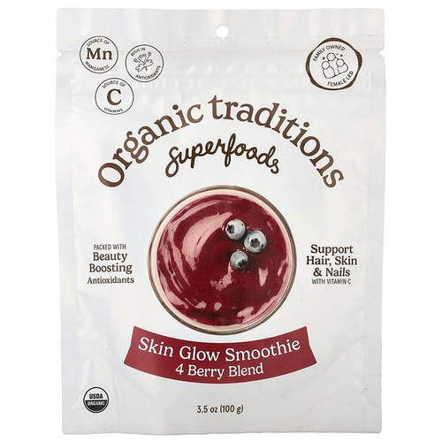 <img alt="Organic Traditions, Superfoods, Skin Glow Smoothie, 4 Berry Blend, 3.5 oz (100 g)" title="Organic Traditions, Superfoods, Skin Glow Smoothie, 4 Berry Blend, 3.5 oz (100 g),627733009614"