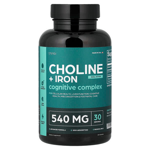 <img alt="Thinbi, Choline + Iron, 60 Capsules" title="Thinbi, Choline + Iron, 60 Capsules,810029809825"