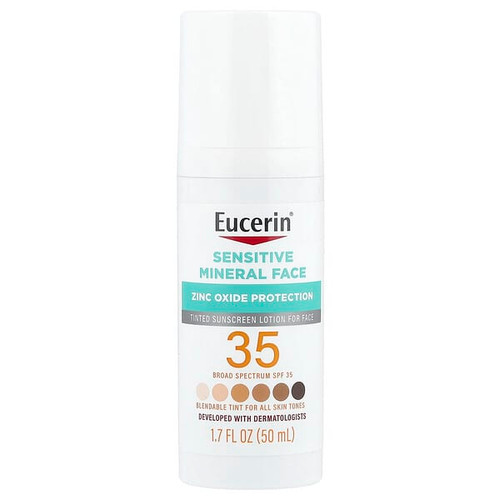 <img alt="Eucerin, Tinted Sensitive Mineral Face Sunscreen Lotion, SPF 35, 1.7 fl oz (50 ml)" title="Eucerin, Tinted Sensitive Mineral Face Sunscreen Lotion, SPF 35, 1.7 fl oz (50 ml),072140036096"
