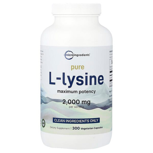 <img alt="Micro Ingredients, Pure L Lysine, Maximum Potency, 300 Vegetarian Capsules (500 mg per Capsule)" title="Micro Ingredients, Pure L Lysine, Maximum Potency, 300 Vegetarian Capsules (500 mg per Capsule),850069023706"
