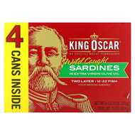 <img alt="King Oscar, Wild Caught Sardines In Extra Virgin Olive Oil, 4 Cans, 3.75 oz (106 g) Each" title="King Oscar, Wild Caught Sardines In Extra Virgin Olive Oil, 4 Cans, 3.75 oz (106 g) Each,034800006535"