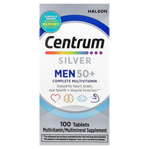<img alt="Centrum, Silver Men 50+, Complete Multivitamin, 100 Tablets" title="Centrum, Silver Men 50+, Complete Multivitamin, 100 Tablets,305734758501"
