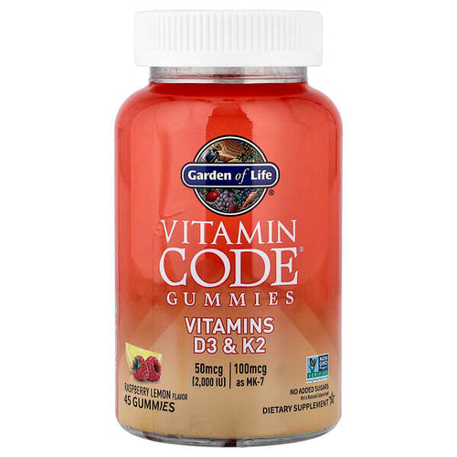<img alt="Garden of Life, Vitamin Code Gummies, Vitamins D3 & K2, Raspberry Lemon, 45 Gummies" title="Garden of Life, Vitamin Code Gummies, Vitamins D3 & K2, Raspberry Lemon, 45 Gummies,658010133265"