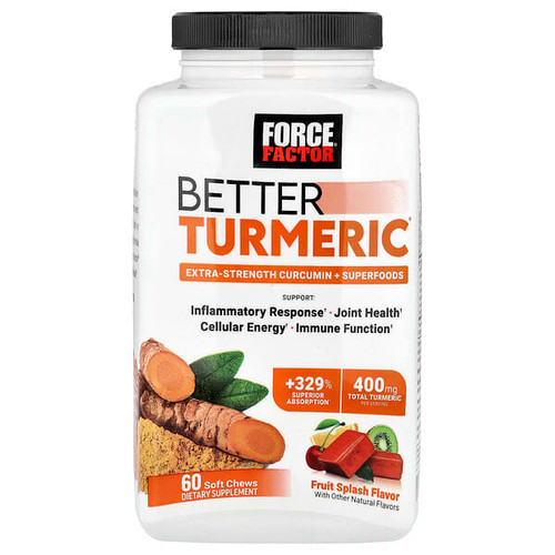 <img alt="Force Factor, Better Turmeric, Curcumin + Superfoods, Fruit Splash, 60 Soft Chews" title="Force Factor, Better Turmeric, Curcumin + Superfoods, Fruit Splash, 60 Soft Chews,818594017362"