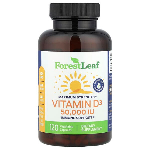 <img alt="Forest Leaf, Maximum Strength, Vitamin D3, 1,250 mcg (50,000 IU), 120 Vegetable Capsules" title="Forest Leaf, Maximum Strength, Vitamin D3, 1,250 mcg (50,000 IU), 120 Vegetable Capsules,645080875713"