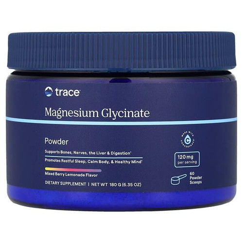<img alt="Trace, Magnesium Glycinate Powder, Mixed Berry Lemonade, 6.35 oz (180 g)" title="Trace, Magnesium Glycinate Powder, Mixed Berry Lemonade, 6.35 oz (180 g),878941008481"