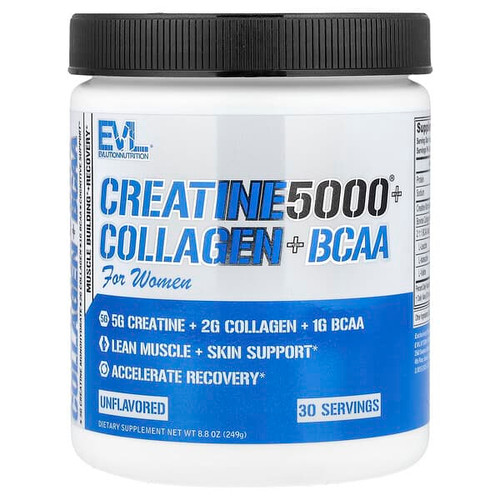 <img alt="EVLution Nutrition, Creatine5000 Plus Collagen + BCAA, For Women, Unflavored, 8.8 oz (249 g)" title="EVLution Nutrition, Creatine5000 Plus Collagen + BCAA, For Women, Unflavored, 8.8 oz (249 g),810167100761"