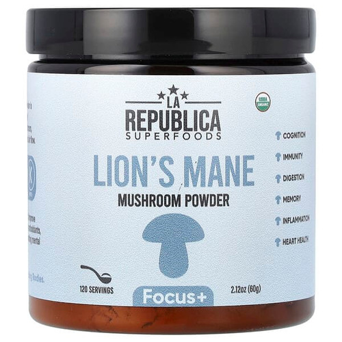 <img alt="La Republica, Superfoods, Lions Mane Mushroom Powder, 2.12 oz (60 g)" title="La Republica, Superfoods, Lions Mane Mushroom Powder, 2.12 oz (60 g),860002766089"