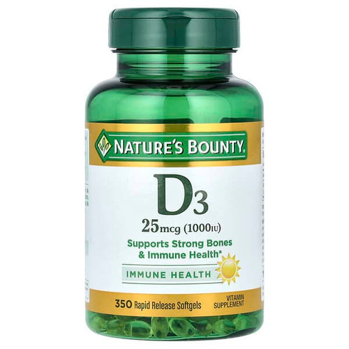 <img alt="Natures Bounty, D3, 25 mcg (1,000 IU), 350 Rapid Release Softgels" title="Natures Bounty, D3, 25 mcg (1,000 IU), 350 Rapid Release Softgels,074312304132"