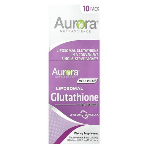 <img alt="Aurora Nutrascience, Mega-Pack+, Liposomal Glutathione, 10 Packets, 0.68 fl oz (20 ml) Each" title="Aurora Nutrascience, Mega-Pack+, Liposomal Glutathione, 10 Packets, 0.68 fl oz (20 ml) Each,628504648469"