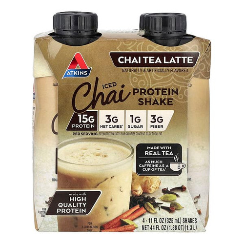 <img alt="Atkins, Iced Tea Latte Protein Shake, Chai, 4 Shakes, 11 fl oz (325 ml) Each" title="Atkins, Iced Tea Latte Protein Shake, Chai, 4 Shakes, 11 fl oz (325 ml) Each,637480001038"