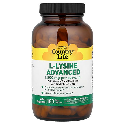 <img alt="Country Life, L-Lysine, Advanced, 180 Vegan Capsules" title="Country Life, L-Lysine, Advanced, 180 Vegan Capsules,015794013150"