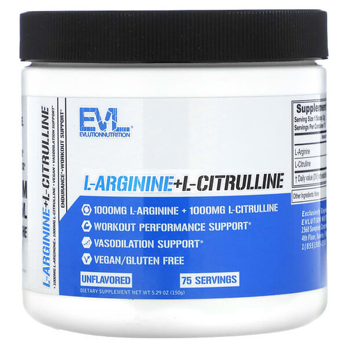<img alt="EVLution Nutrition, L-Arginine+l-Citrulline, Unflavored, 5.29 oz (150 g)" title="EVLution Nutrition, L-Arginine+l-Citrulline, Unflavored, 5.29 oz (150 g),818901029279"
