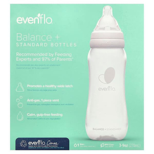 <img alt="Evenflo Feeding, Balance+ Bottles, Standard, 0+ Months, Slow Flow, 3 Bottles, 9 oz (270 ml) Each" title="Evenflo Feeding, Balance+ Bottles, Standard, 0+ Months, Slow Flow, 3 Bottles, 9 oz (270 ml) Each,849409002754"
