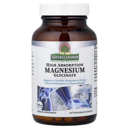 <img alt="Natures Answer, Magnesium Glycinate, High Absorption, 90 Vegetarian Capsules (120 mg per Capsule)" title="Natures Answer, Magnesium Glycinate, High Absorption, 90 Vegetarian Capsules (120 mg per Capsule),083000162978"