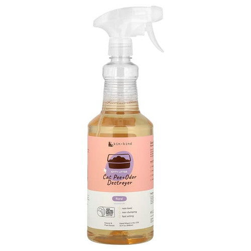 <img alt="Kin+Kind, Cat Pee + Odor Destroyer, Kitty Litter, Floral, 32 fl oz (946 ml)" title="Kin+Kind, Cat Pee + Odor Destroyer, Kitty Litter, Floral, 32 fl oz (946 ml),850027253213"