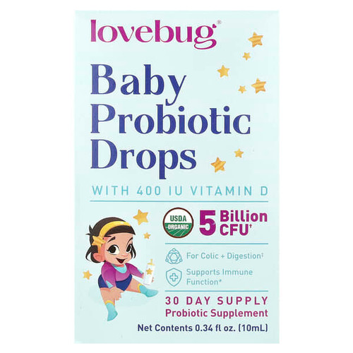 <img alt="LoveBug Probiotics, Baby Probiotic Drops with Vitamin D, 0.34 fl oz (10 ml)" title="LoveBug Probiotics, Baby Probiotic Drops with Vitamin D, 0.34 fl oz (10 ml),850002716412"