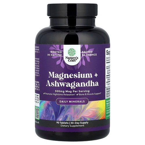 <img alt="Natures Craft, Magnesium + Ashwagandha, 90 Tablets" title="Natures Craft, Magnesium + Ashwagandha, 90 Tablets,850050639114"