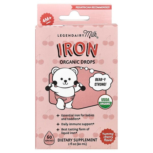 <img alt="Legendairy Milk, Iron Organic Drops, 4+ Months, Yummy Cherry, 2 fl oz (60 ml)" title="Legendairy Milk, Iron Organic Drops, 4+ Months, Yummy Cherry, 2 fl oz (60 ml),810097410220"