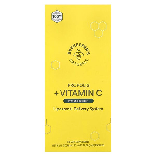 <img alt="Beekeepers Naturals, Propolis + Vitamin C, 12 Packets, 0.27 fl oz (8 ml) Each" title="Beekeepers Naturals, Propolis + Vitamin C, 12 Packets, 0.27 fl oz (8 ml) Each,834706000343"